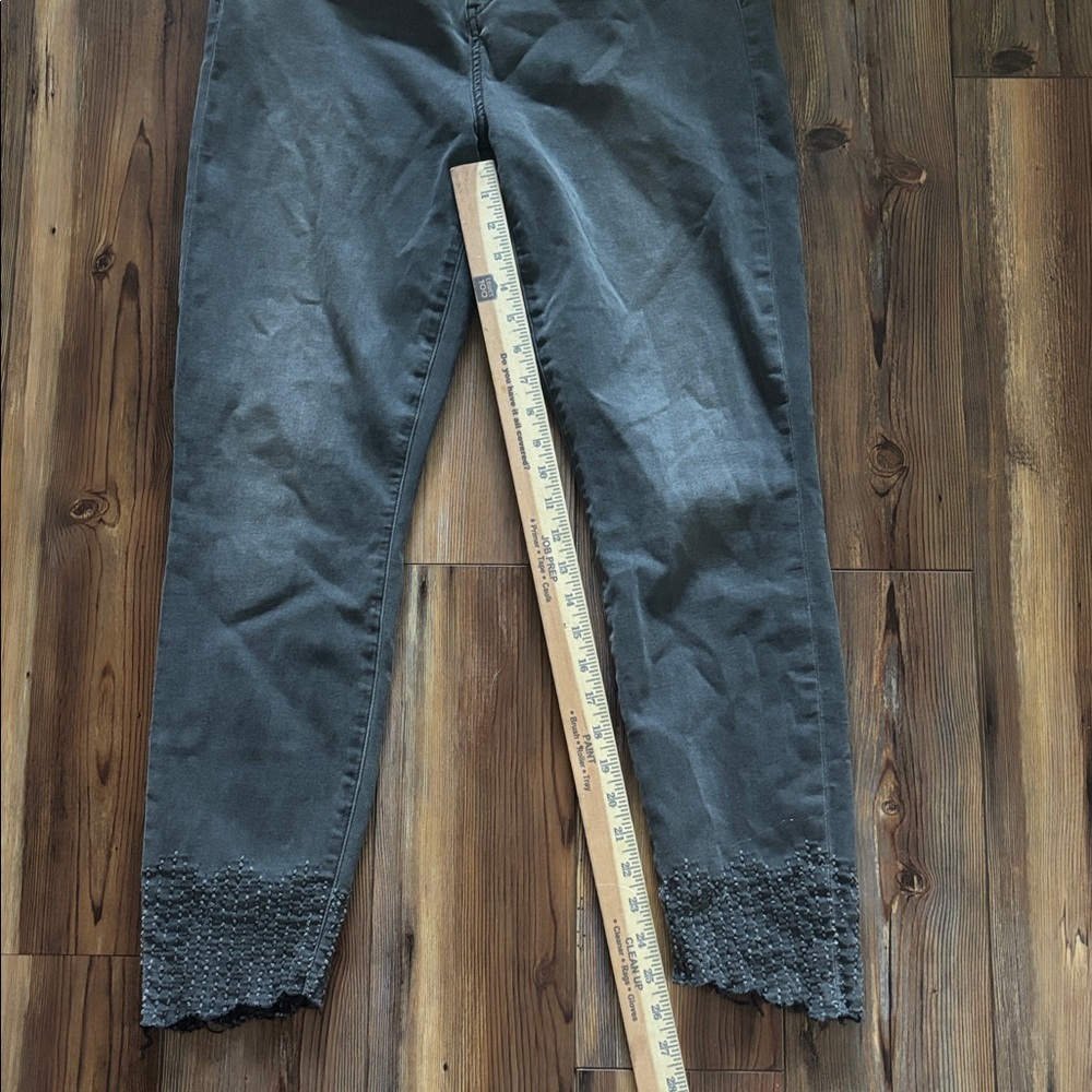 Sam Edelman ‘The Kitten’ Mid-Rise Skinny Ankle Jean - Black Frayed Sz 33 - Picture 7 of 9